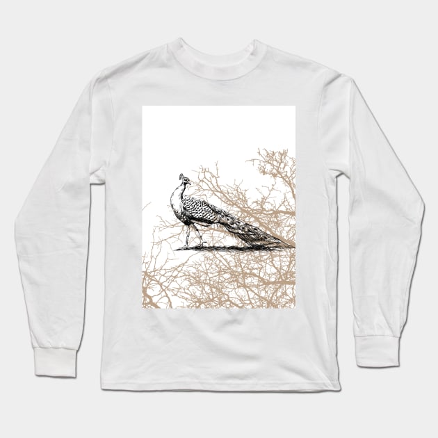 Peacock print Long Sleeve T-Shirt by rachelsfinelines